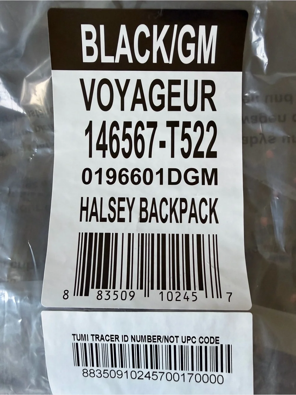 TUMI Black Nylon Voyageur Halsey Backpack